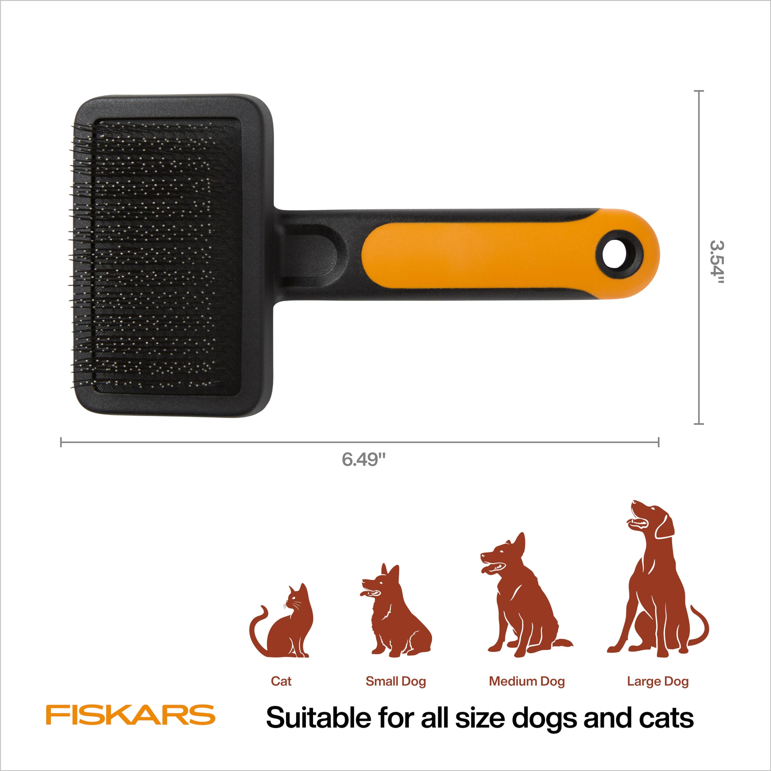 Fiskars Pet Slicker Brush used on cats for gentle grooming