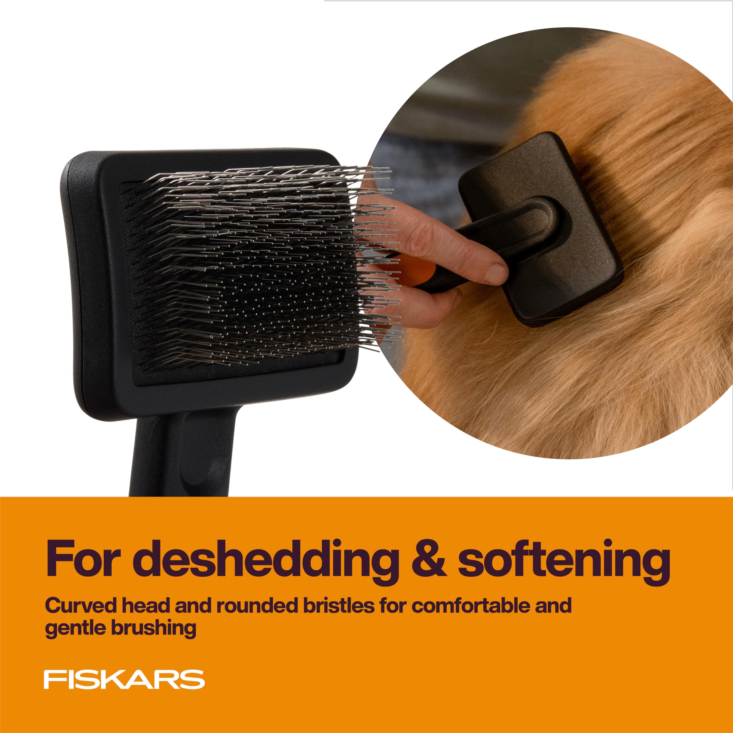 Fiskars Pet Slicker Brush SoftGrip handle for comfortable grooming
