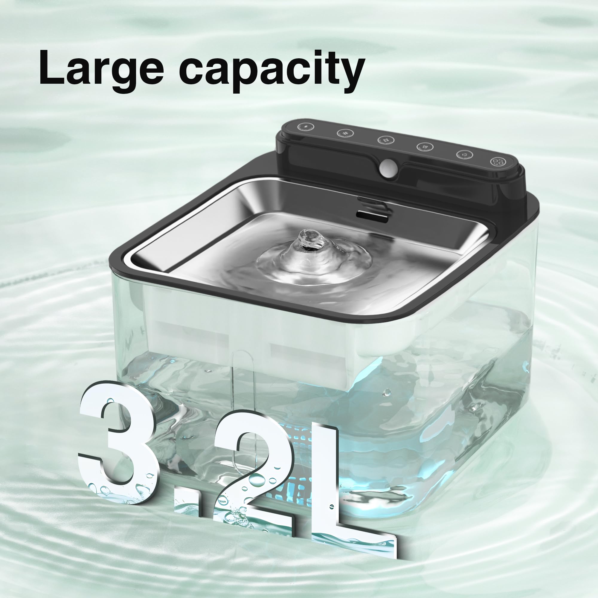 Whisper-quiet pump operation in the Fitenected cat fountain for calm homes