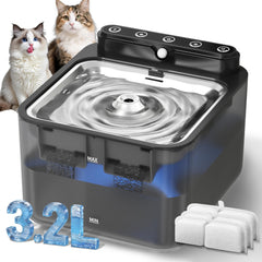 Fitenected wireless cat water fountain front view showing compact design for easy access