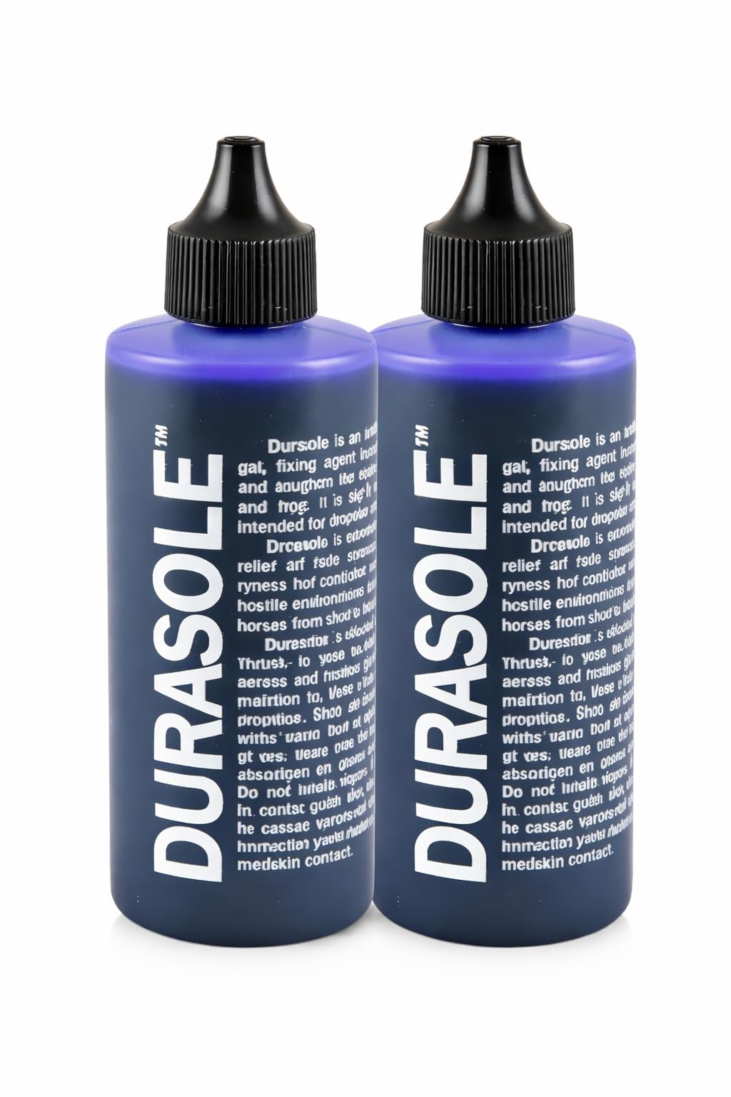 Fitter Critter Durasole hoof treatment bottle for durable hooves in wet and dry conditions.