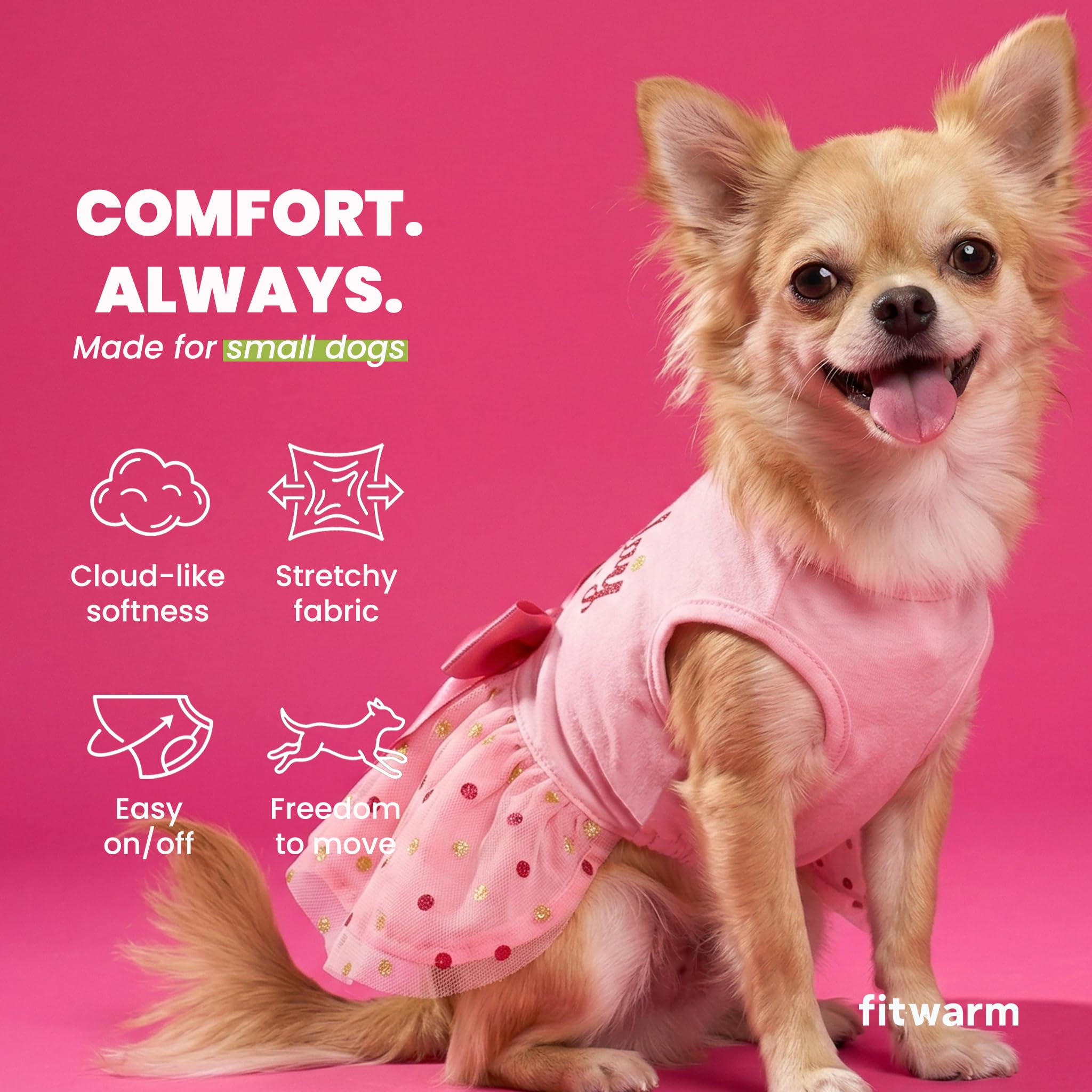 Fitwarm Birthday Girl Dress back view on pet.