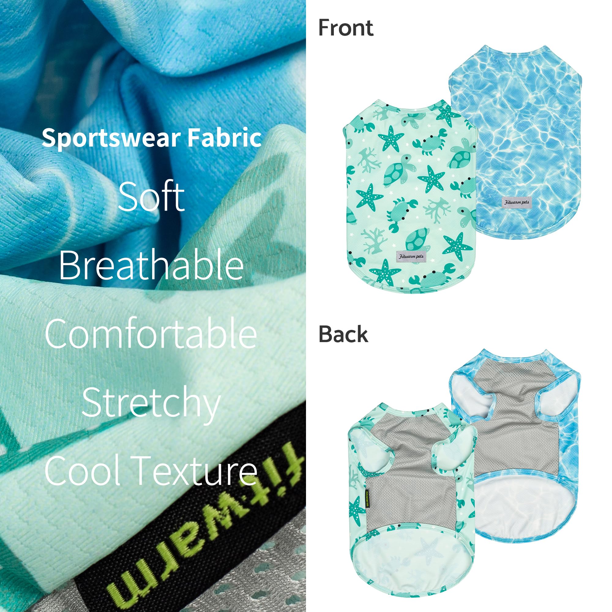 Fitwarm marine UPF 50+ dog shirt mint green front view for outdoor play