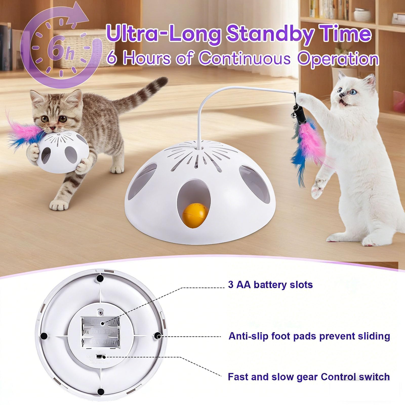FITWOWFIT rotating track with ball enhances multi-cat enrichment.