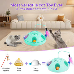 FITWOWFIT rotating-track with feathers encourages hunting-style play