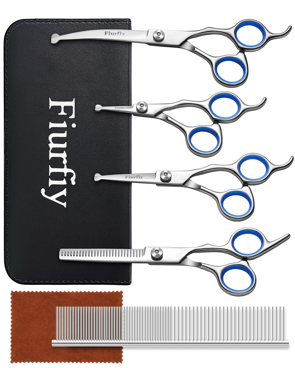 Fiurfiy 6-in-1 dog grooming scissors kit for versatile at-home grooming precision.