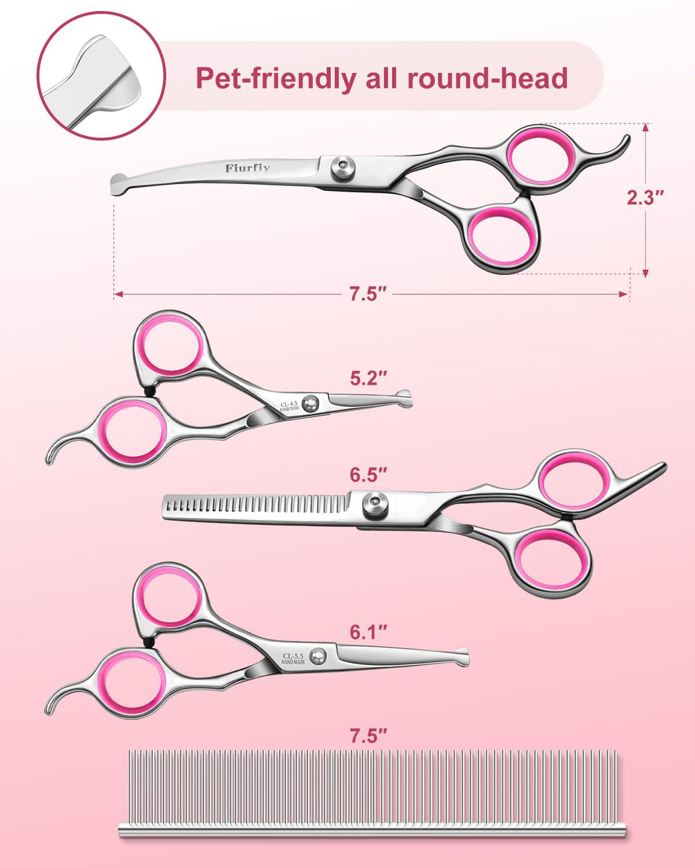 Fiurfiy Furry curved blade closeup for contour-friendly grooming on pets