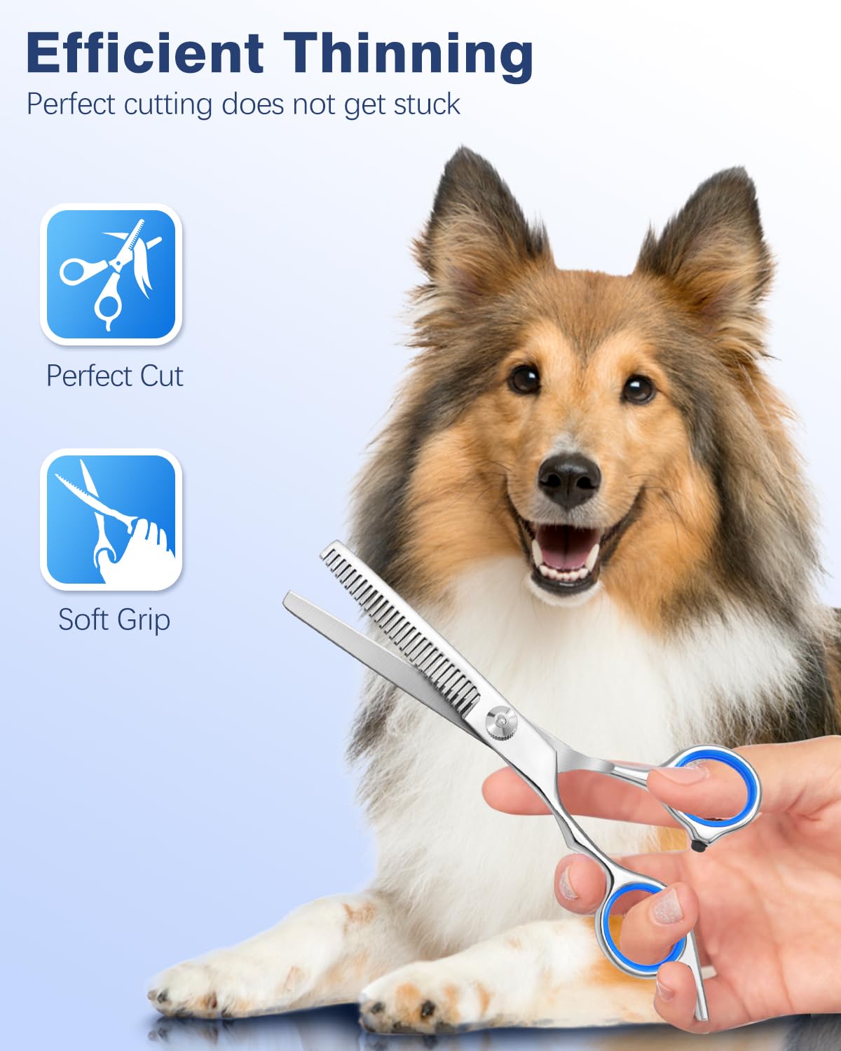 Fiurfiy thinning scissor helps texturize fur for natural-looking results.