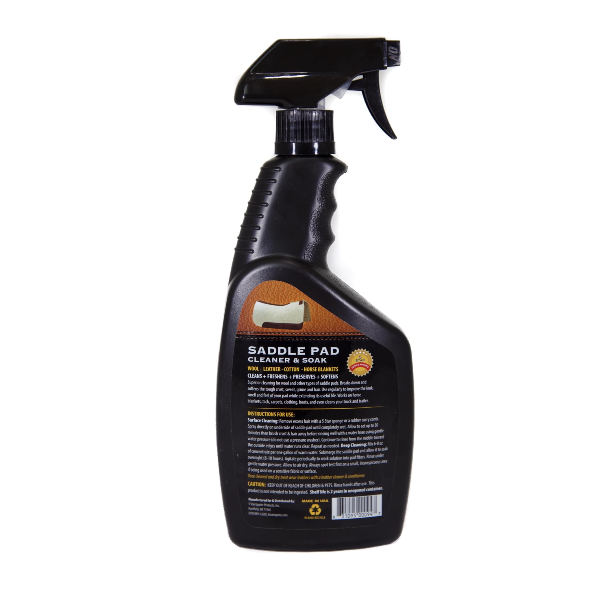 Five Star Equine Saddle Pad Cleaner lifts dirt during cleaning sessions.