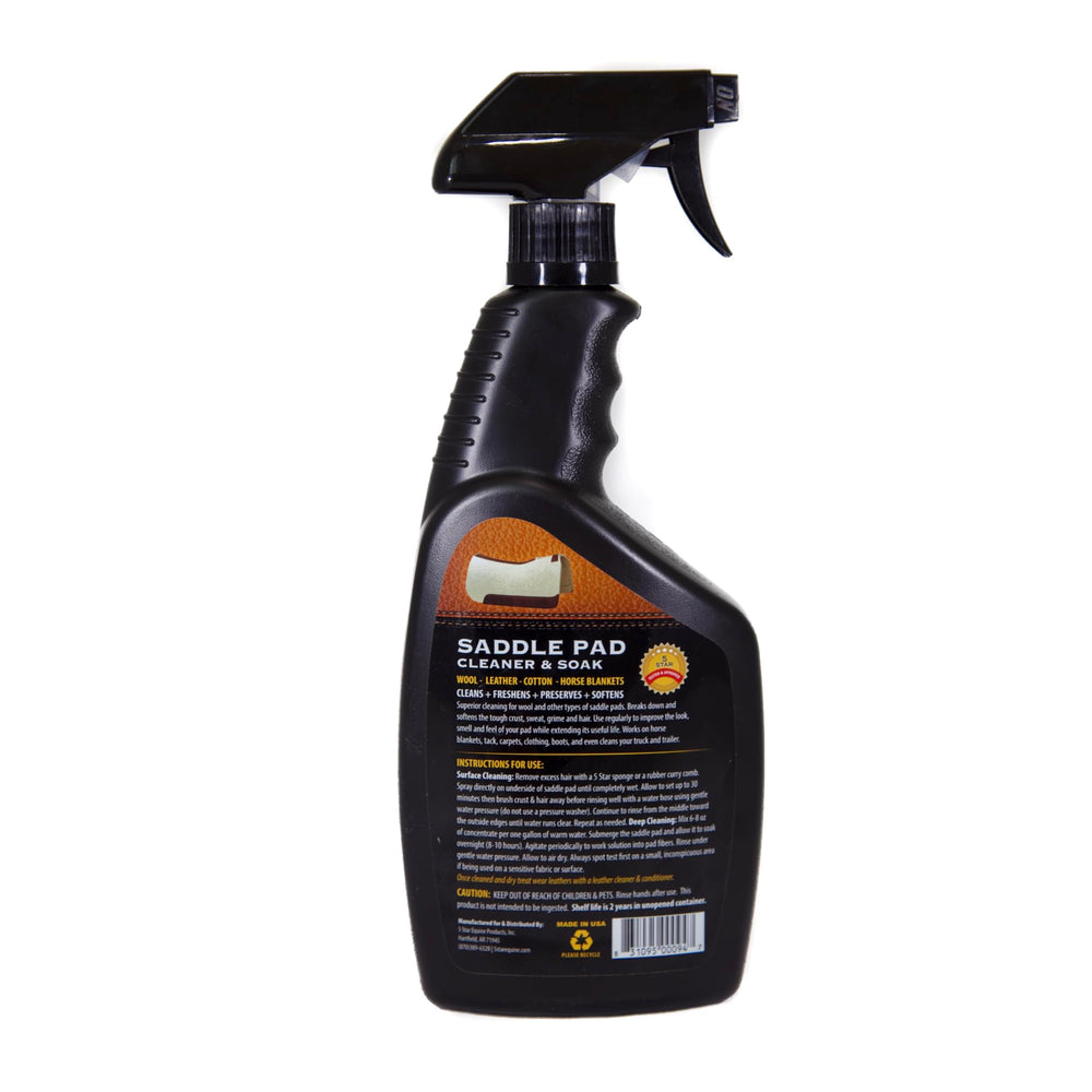 Five Star Equine Saddle Pad Cleaner lifts dirt during cleaning sessions.
