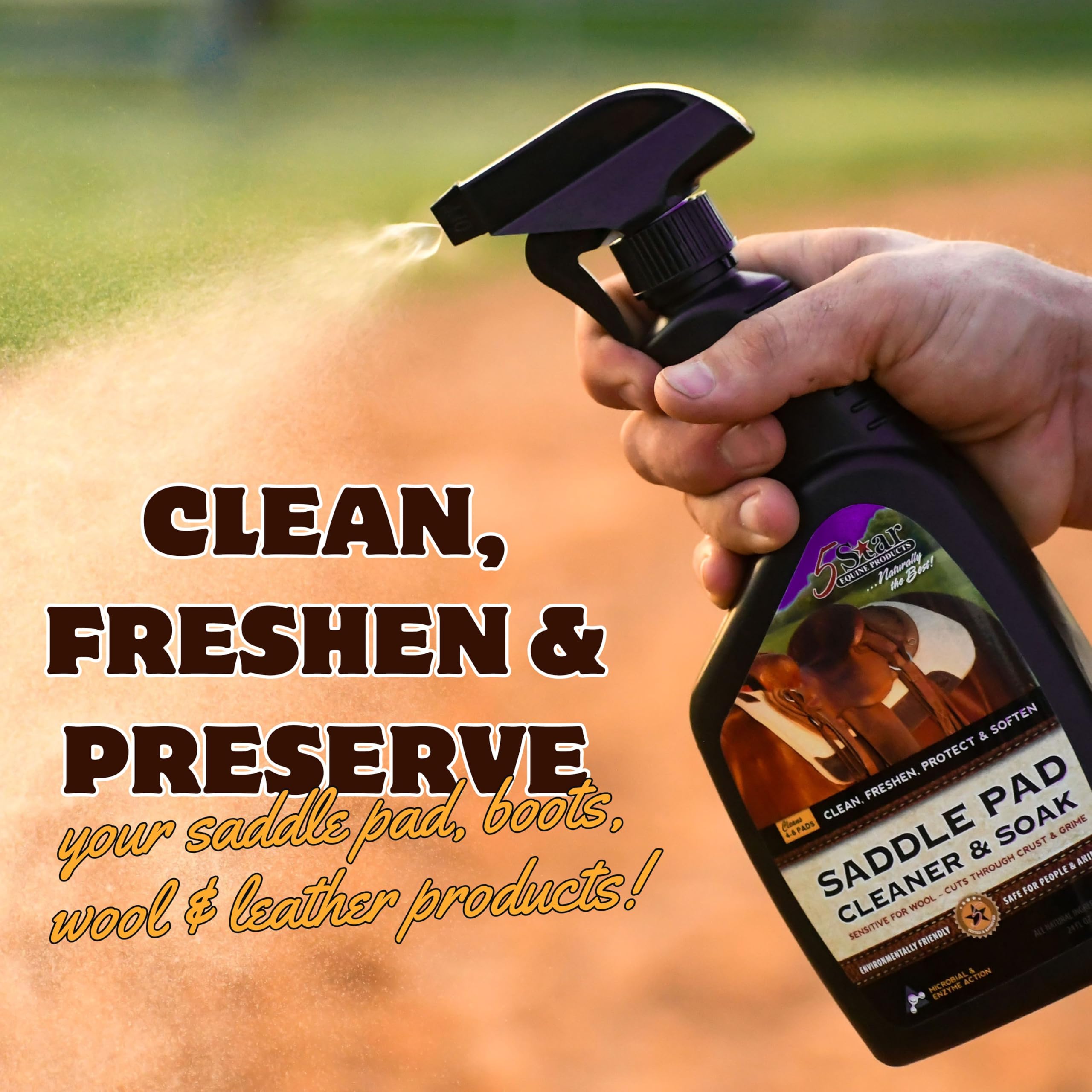 Five Star Equine Saddle Pad Cleaner in use with foam for deep cleaning.