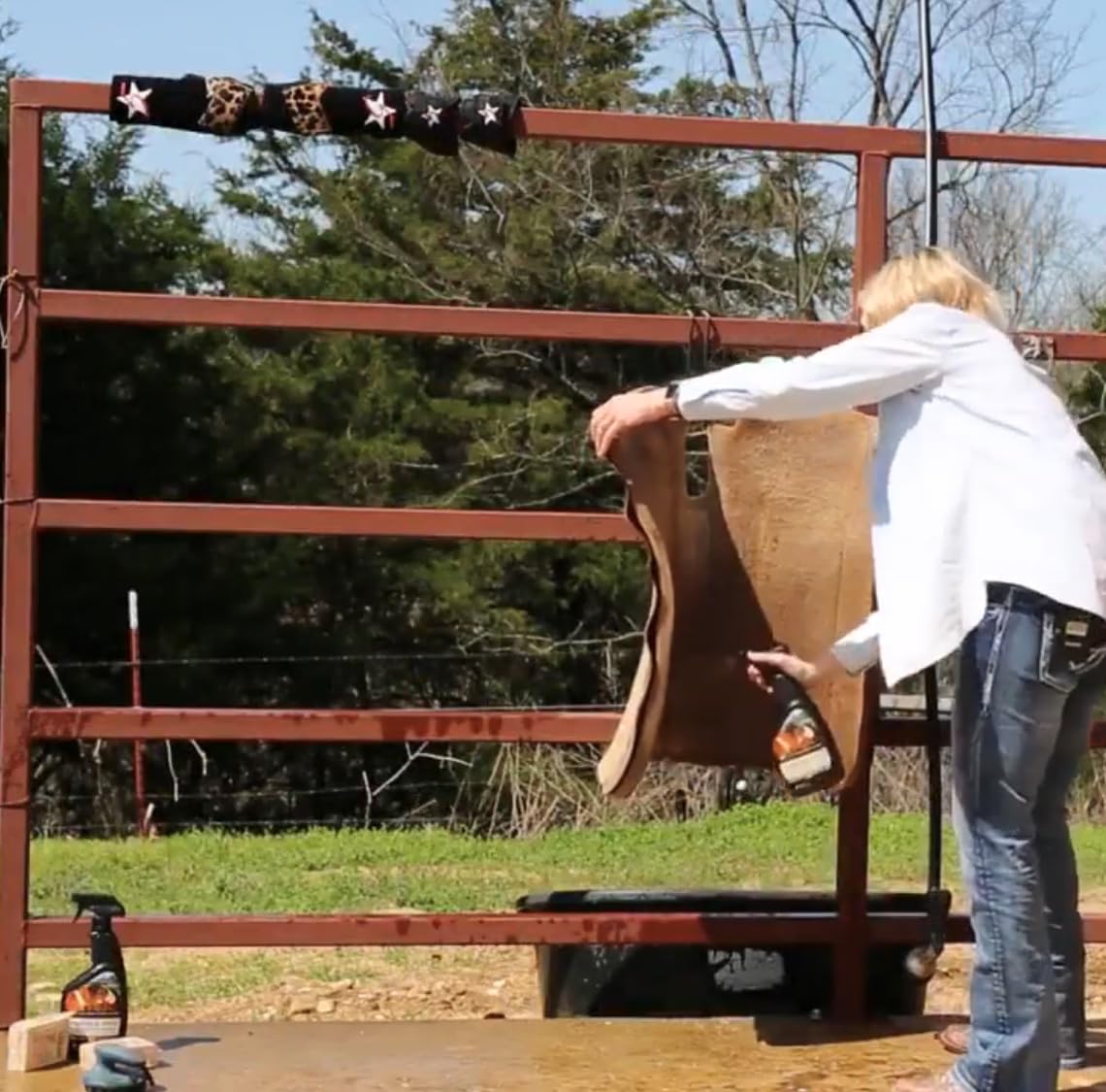 Five Star Equine Saddle Pad Cleaner spray bottle ready for quick touchups.
