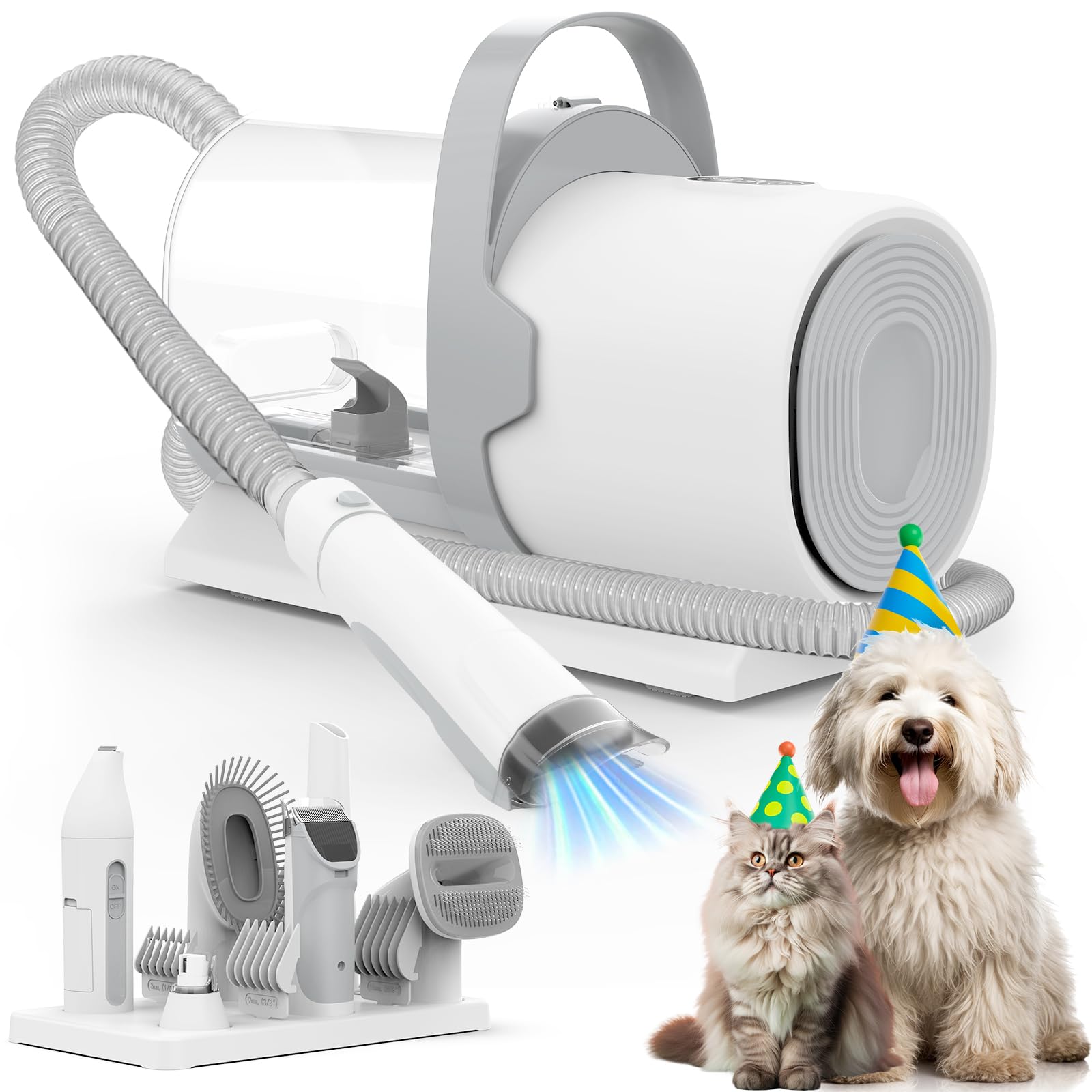 FIXR dog grooming vacuum kit assembly for mess-free grooming sessions.