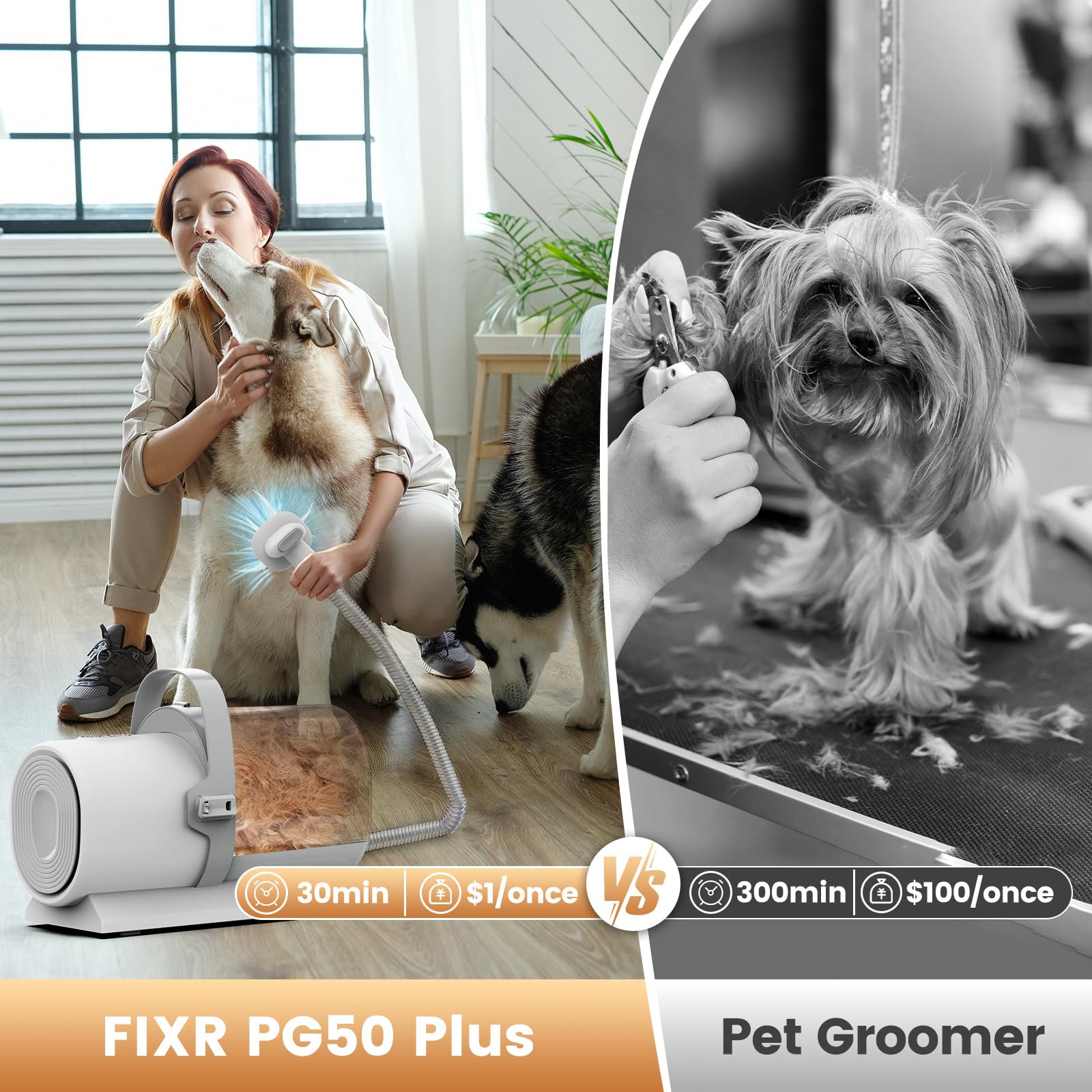 FIXR hose extension 4.6ft keeps the pet at a comfortable distance.