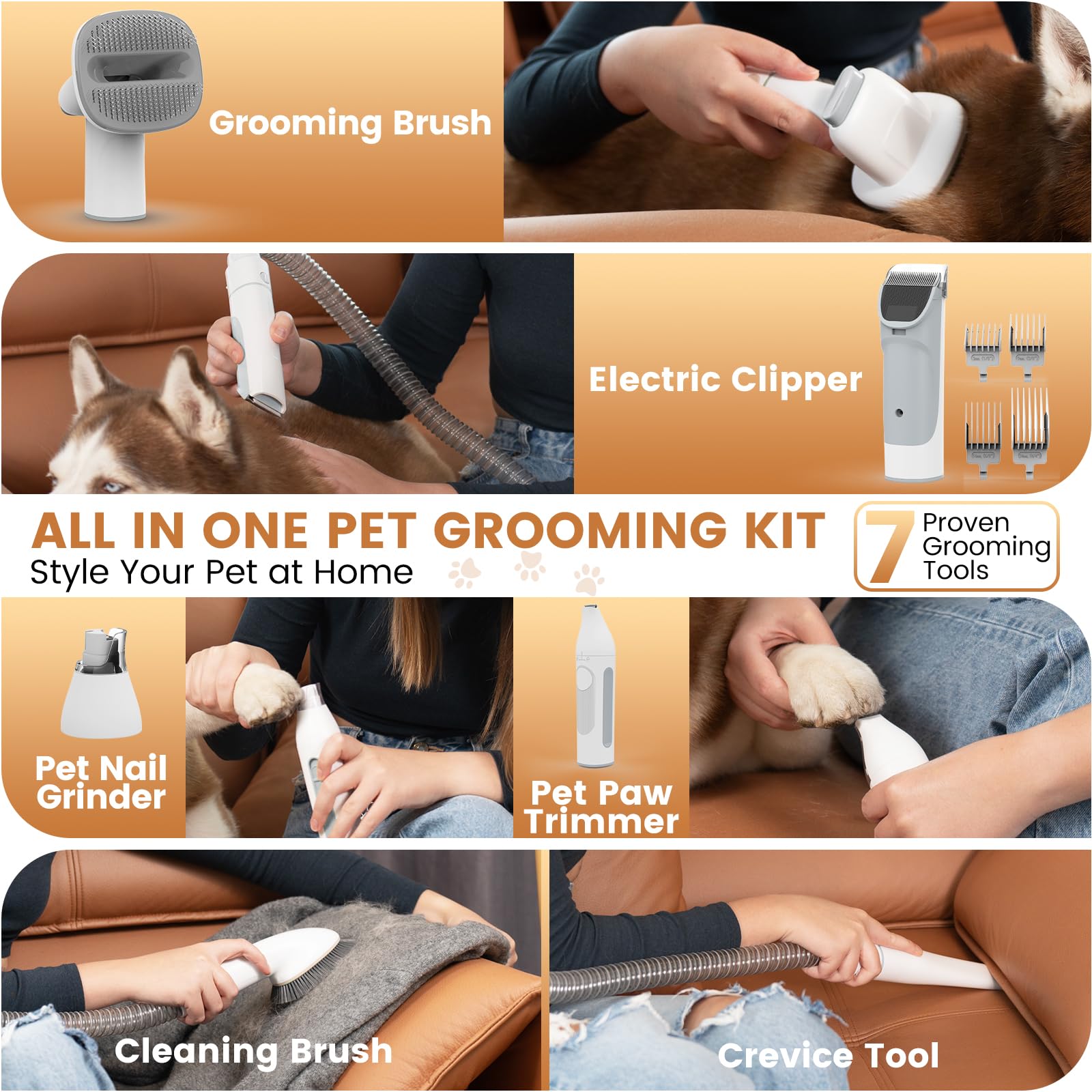 FIXR pet vacuum attachments collection enabling versatile grooming and quick fur cleanup.