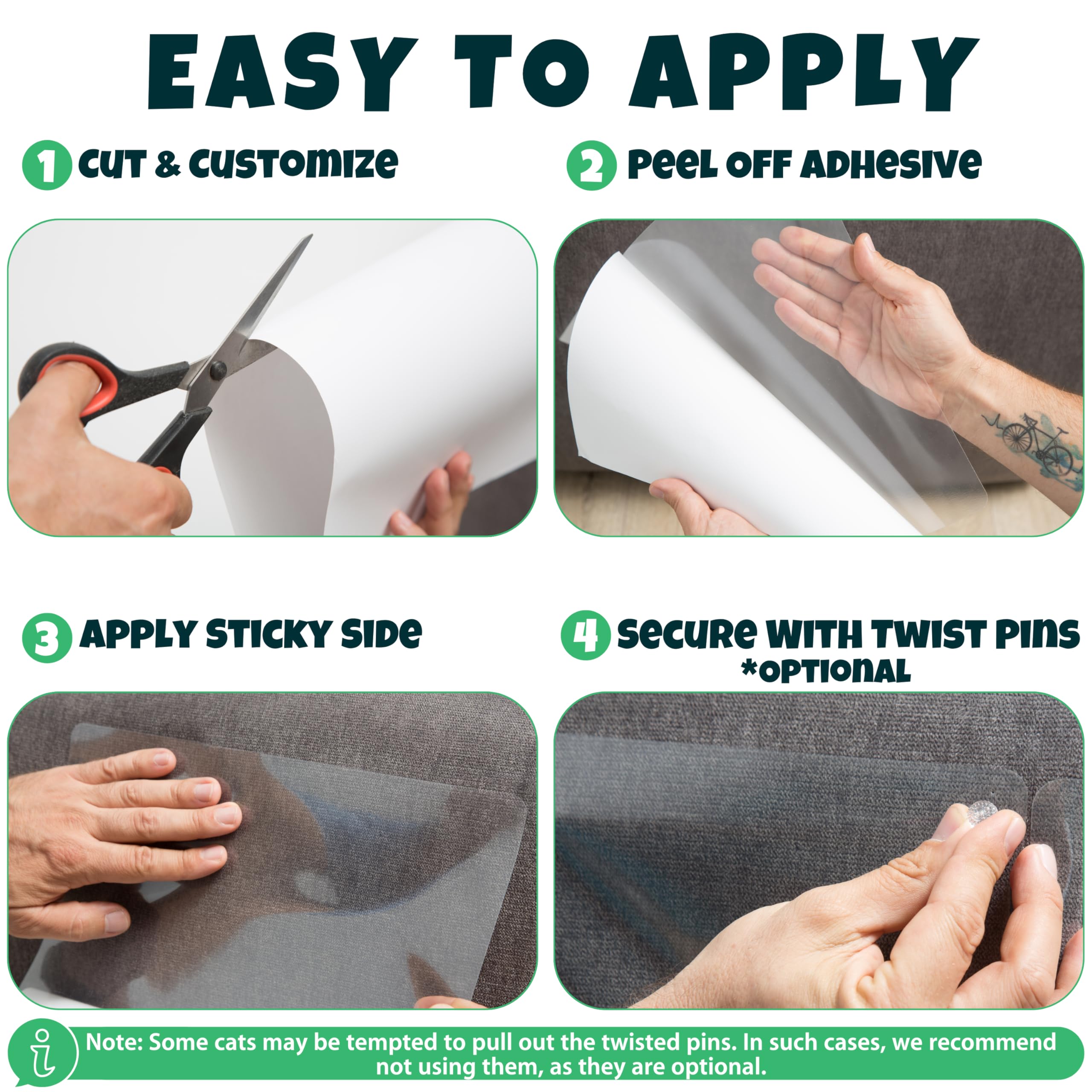 FixZilla twist-pin installation kit helps fast, secure setup without residue.