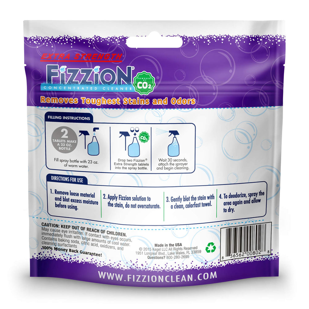 Fizzion refill bag showing 5 refills for ongoing stain and odor control.