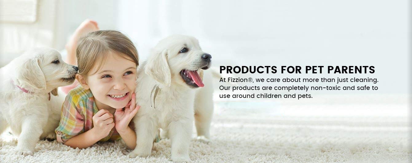Fizzion non-toxic, pet-friendly formula safe around animals and children.