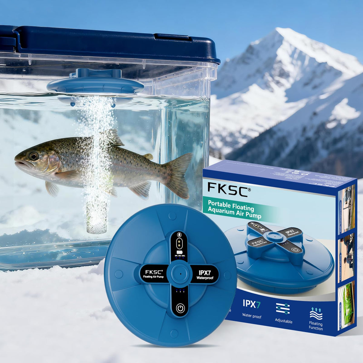 FKSC portable-oxygen-pump-abs-shell delivers durable on-the-go aeration.