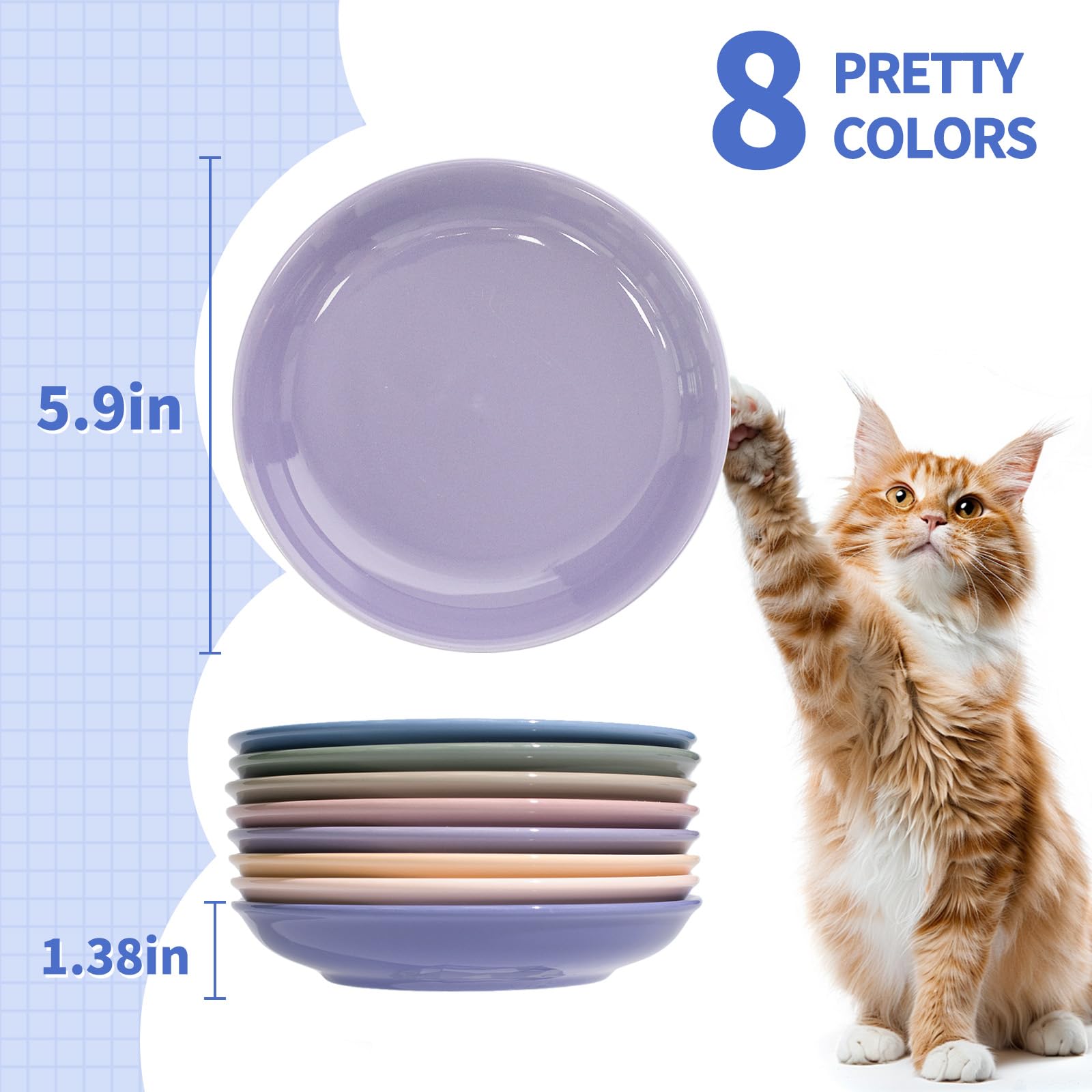 FlaggeZG shallow 5.9-inch cat bowl design keeps whiskers away from the rim for comfortable eating.
