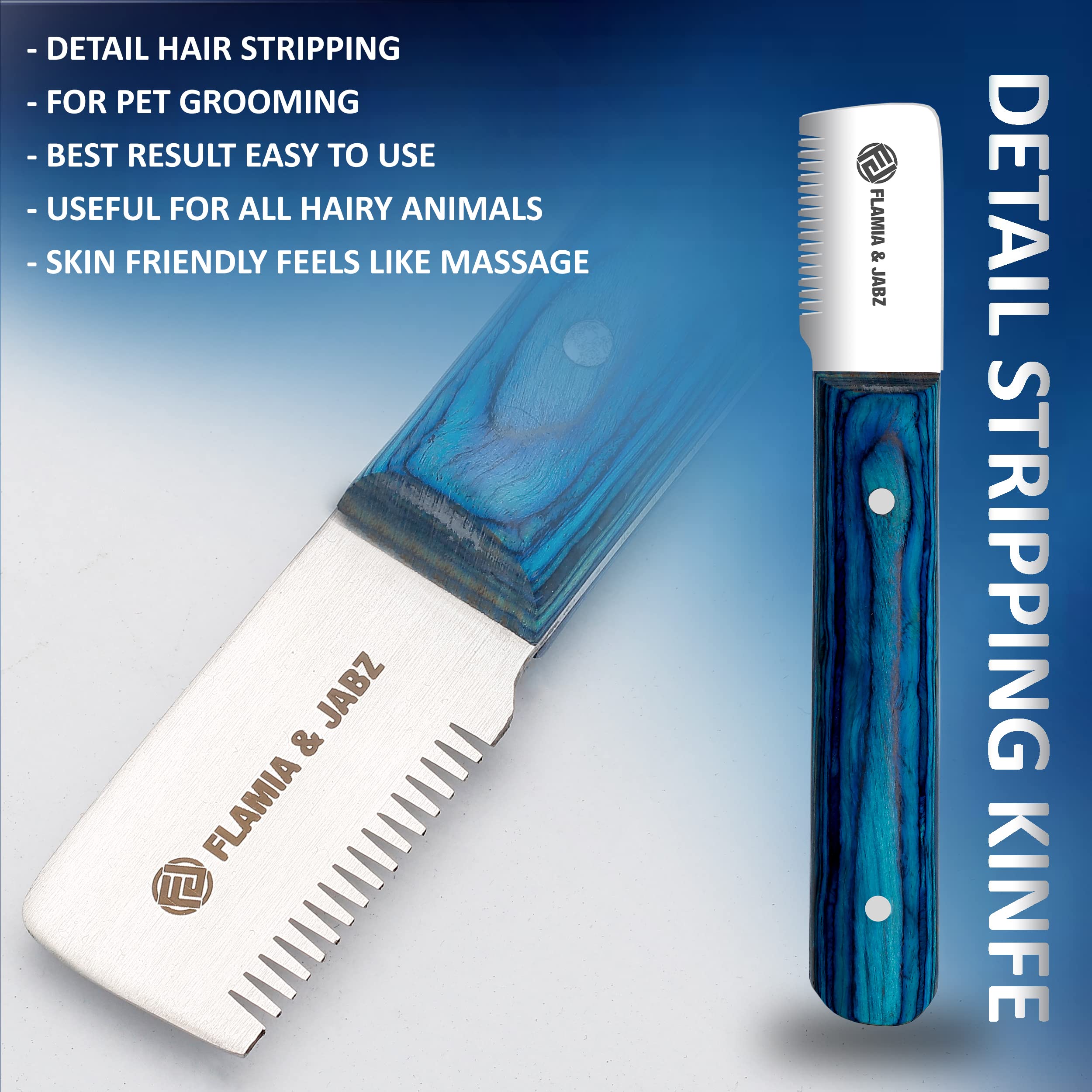 FLAMIA & JABZ FJ right-handed blue housing with blade alignment.