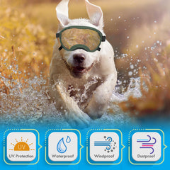 Flantor dog goggles adjustable triple-strap ensure secure fit for large breeds