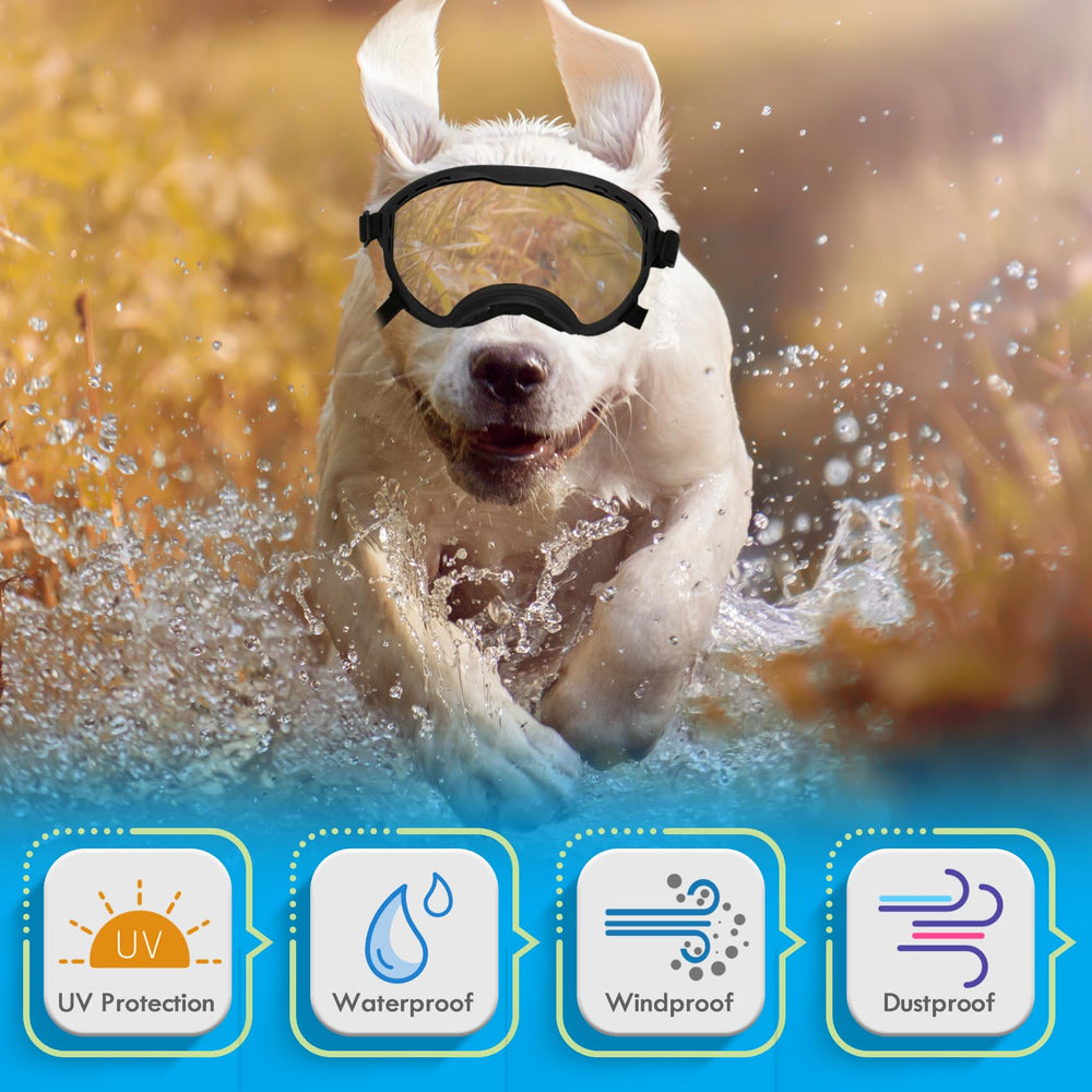 Flantor dog goggles soft frame reduces eye irritation during long walks.