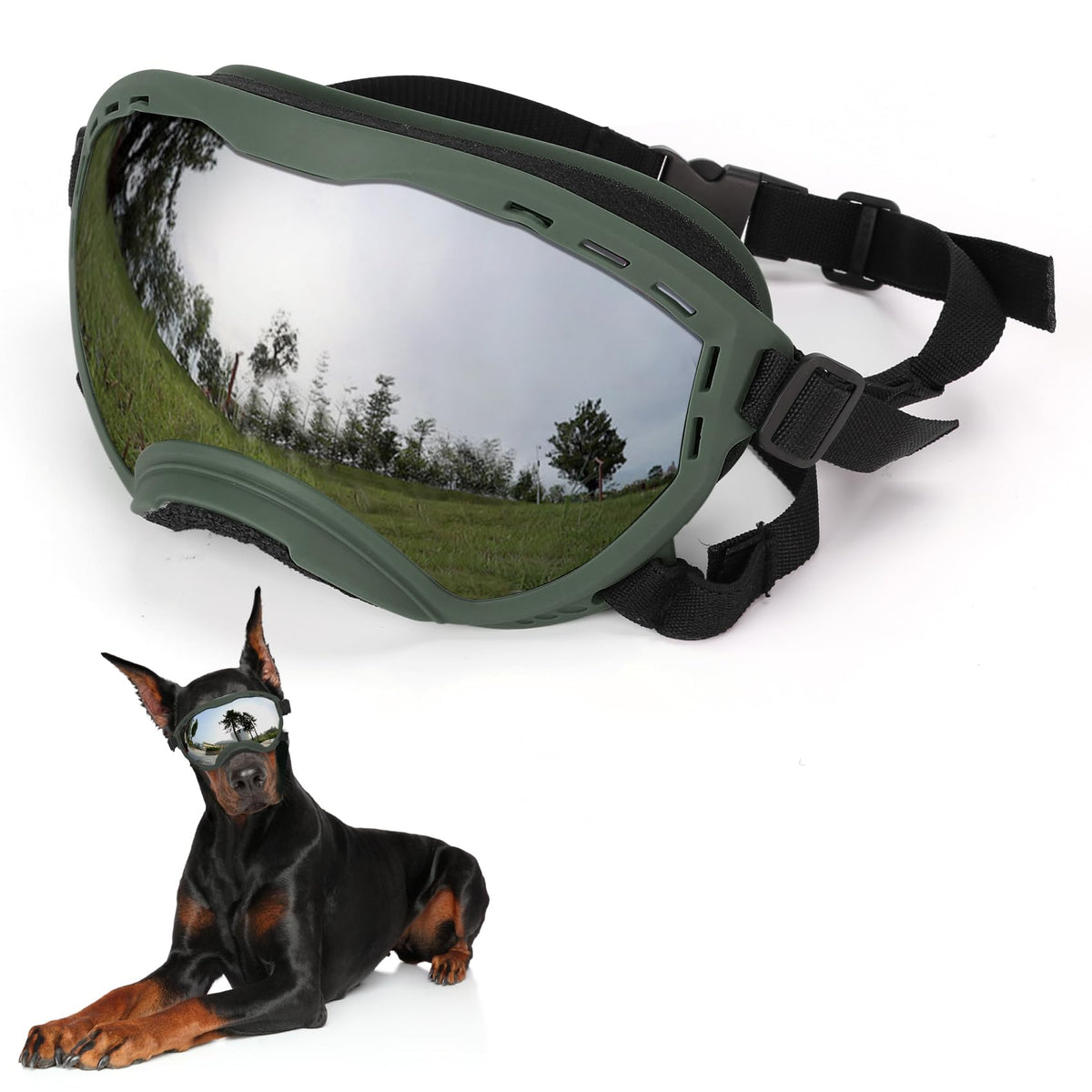 Flantor dog goggles with UV protection for large dogs during car rides