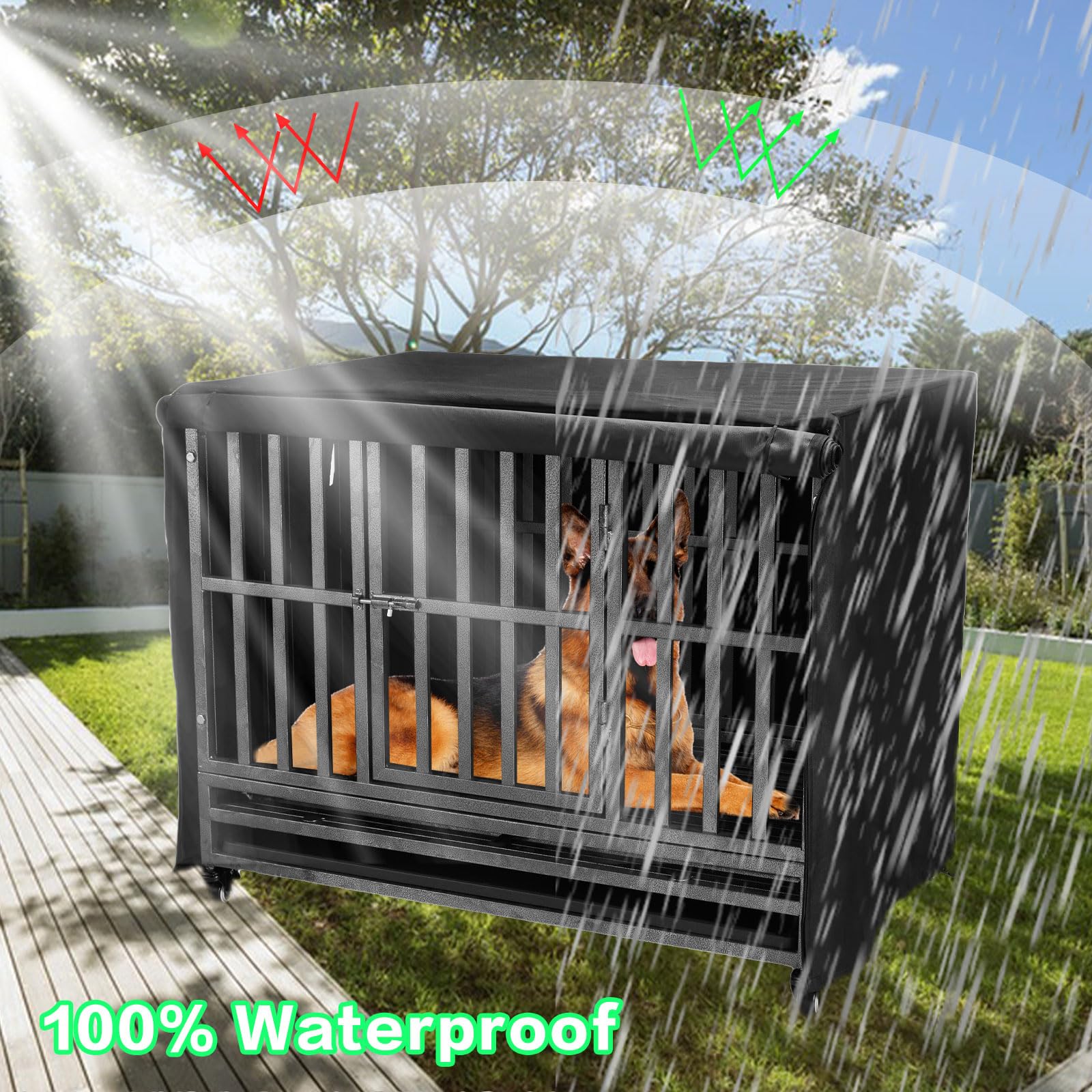 Flashine dog crate cover roll-down roller blind demonstrates adjustable visibility
