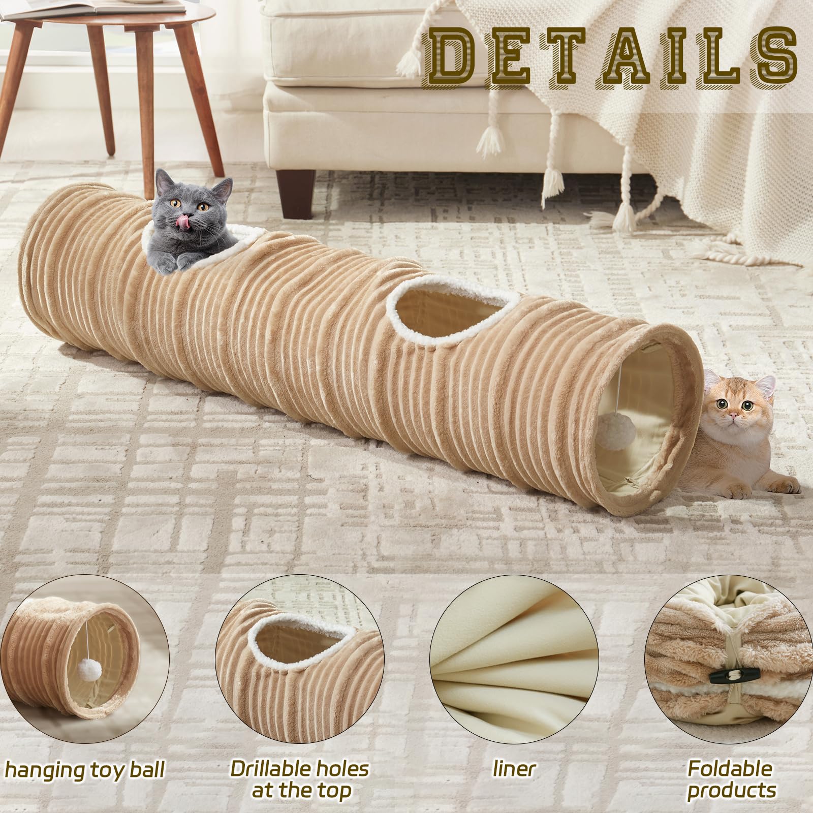Flashing Fire cat tunnel diameter 11.8 inches supports larger small pets.
