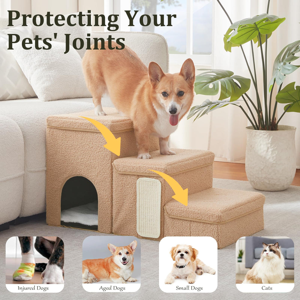 Flashing Fire pet stairs fit against beds and sofas up to 20 inches