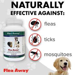 Dog taking a Flea Away chew, easy daily dosing.