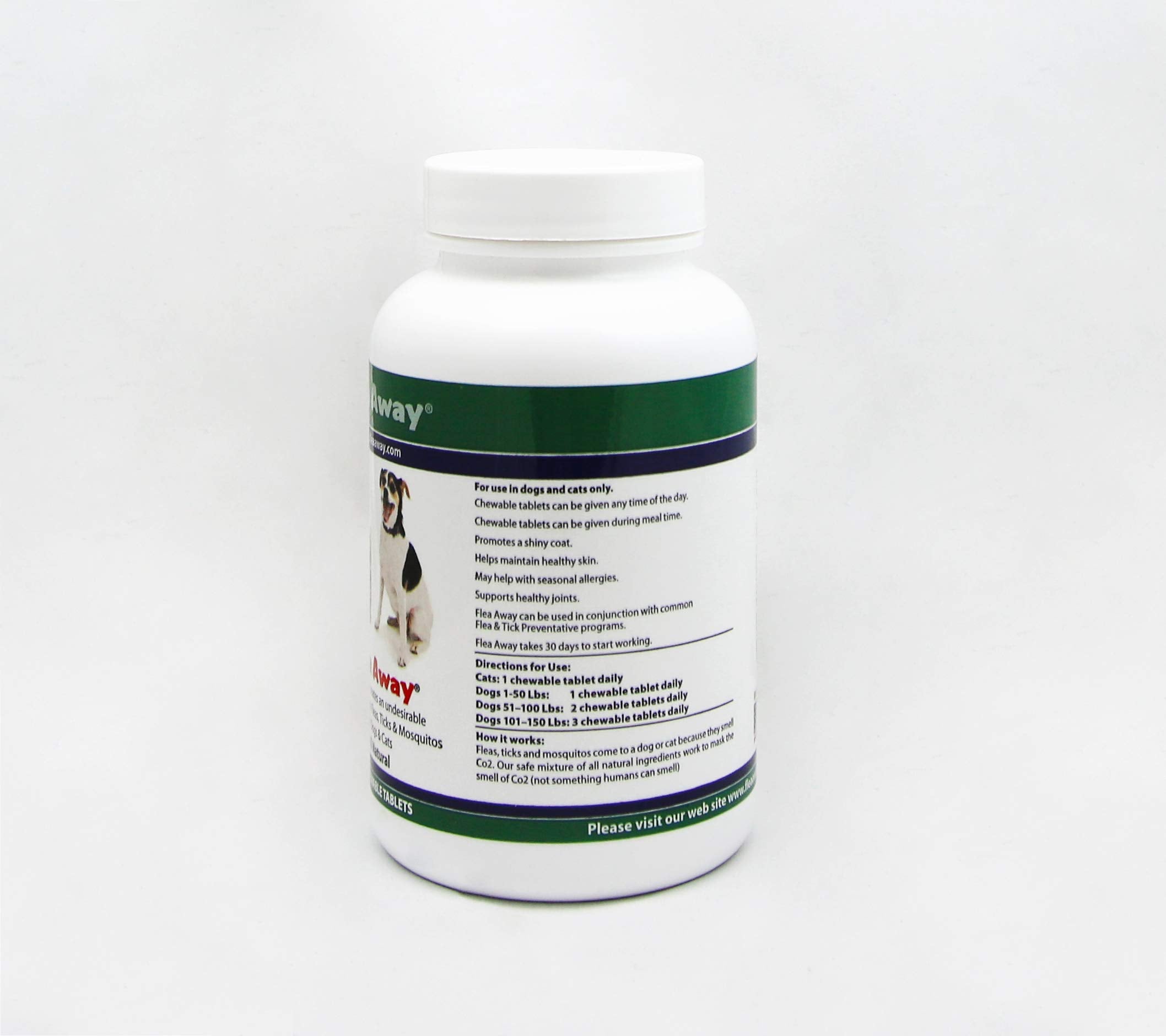 Flea Away natural pest deterrent with no pesticides protects pets from fleas, ticks, and mosquitoes