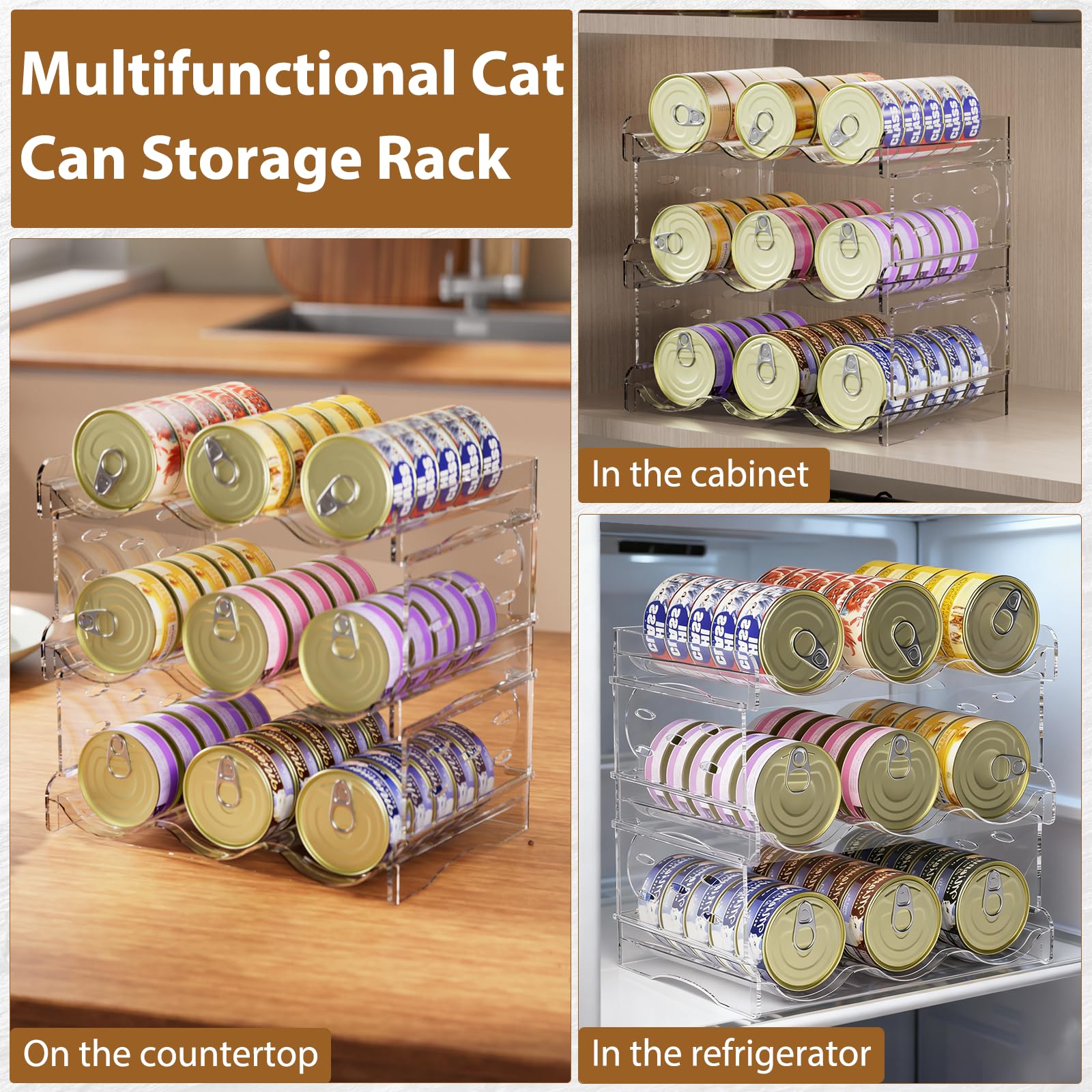 Flenpptly Cat Can Organizer multi-layer design for flexible placement
