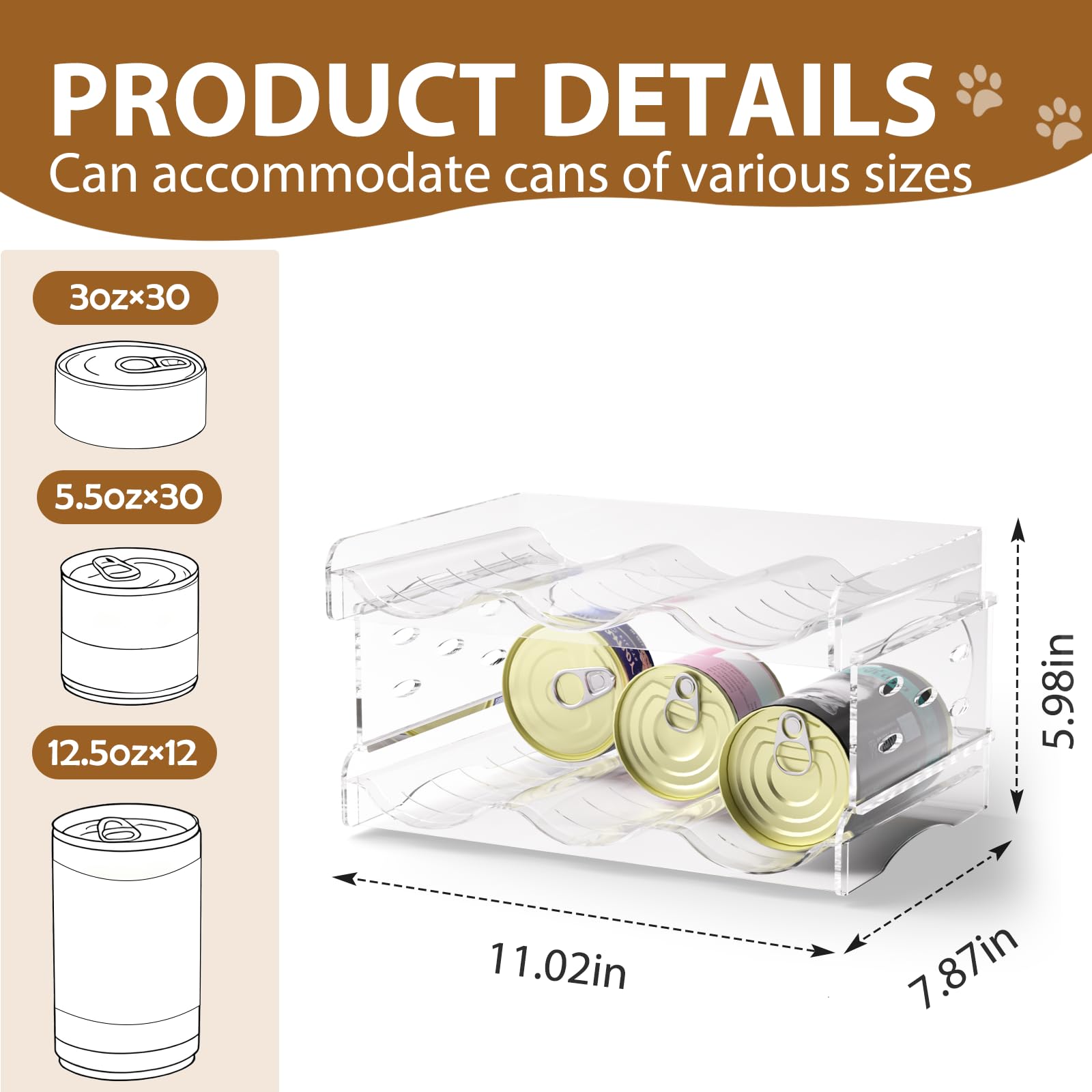 Flenpptly Cat Can Organizer transparent panel highlights clear contents