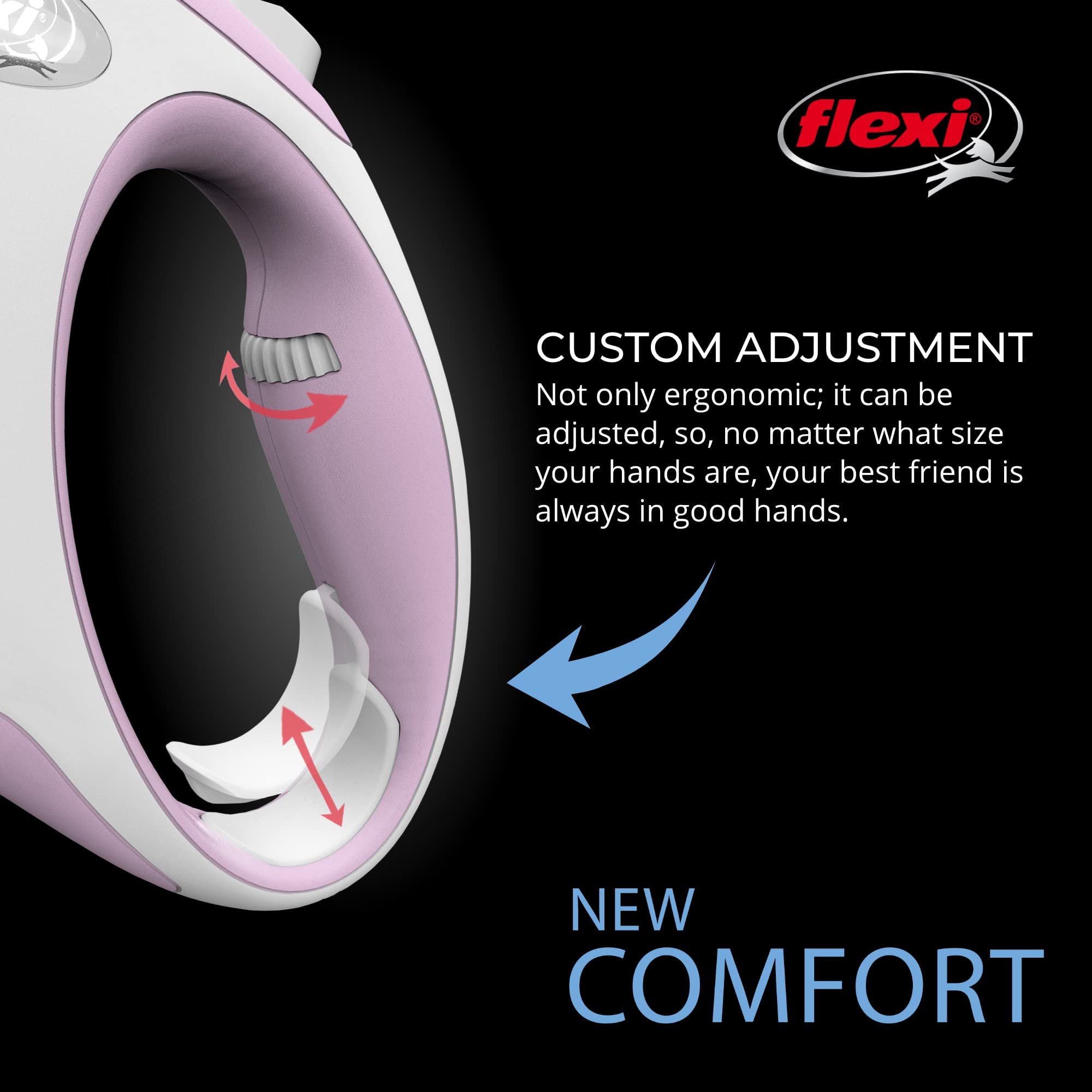 FLEXI 360° tape guidance close-up preventing tangles during walks.