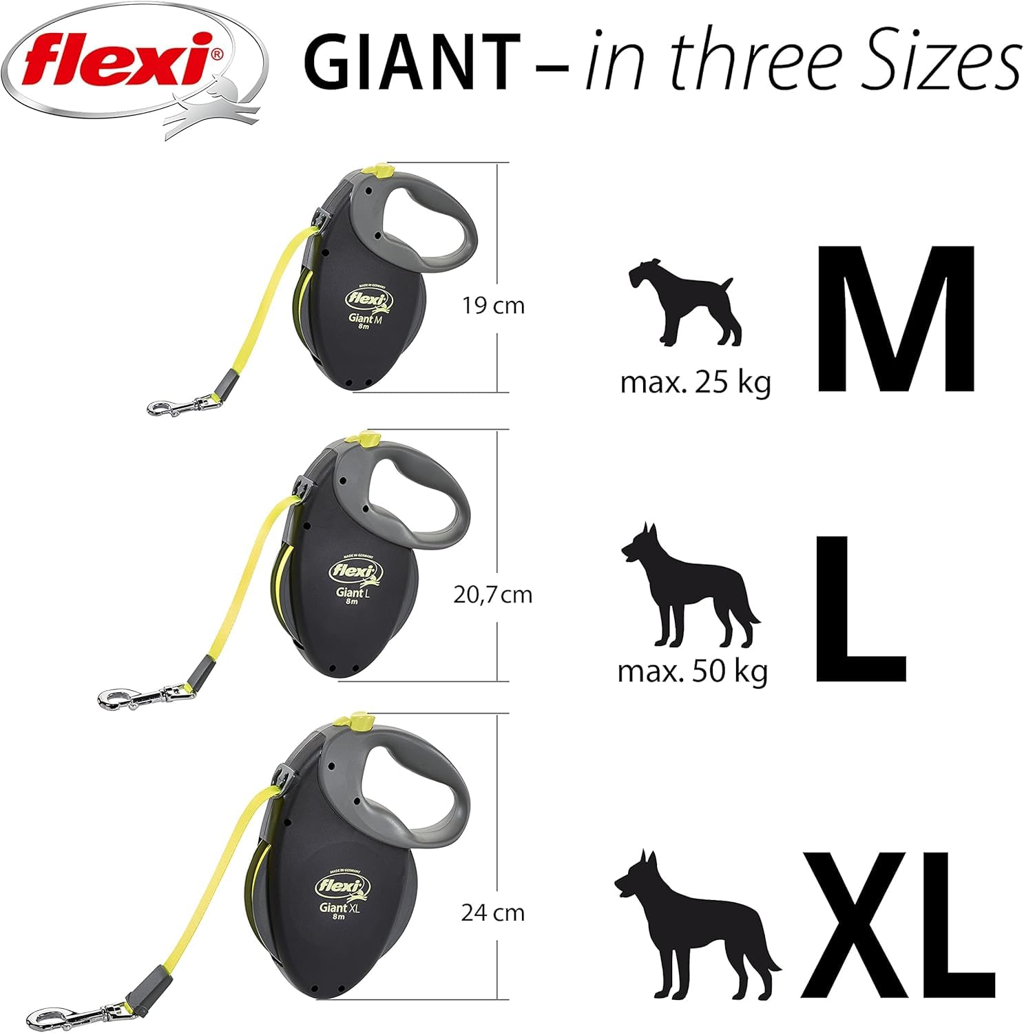 Flexi Giant Tape Leash pause lock enables secure pause for attentive dog waiting.
