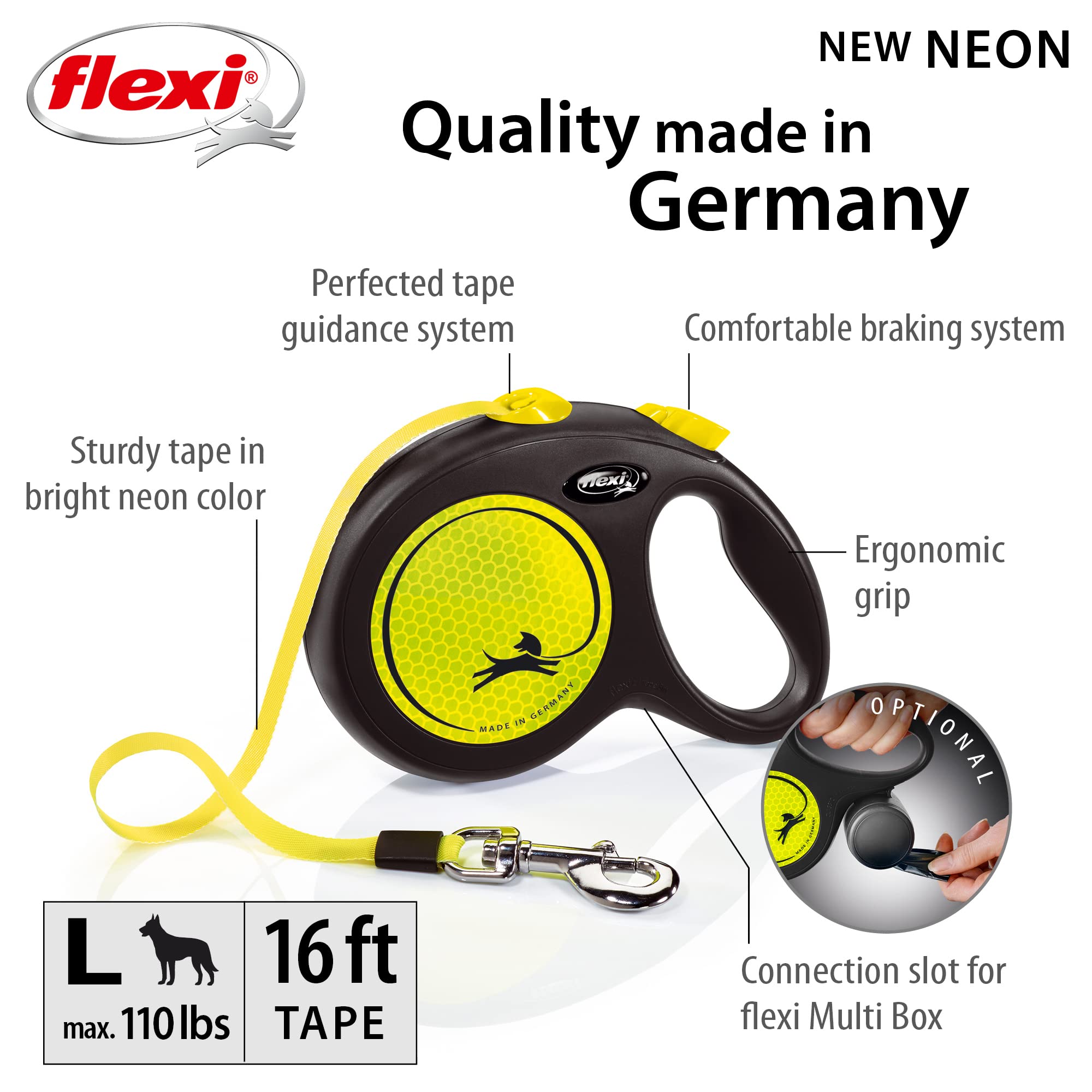 FLEXI large-dog leash up to 110lbs supports powerful dogs safely.