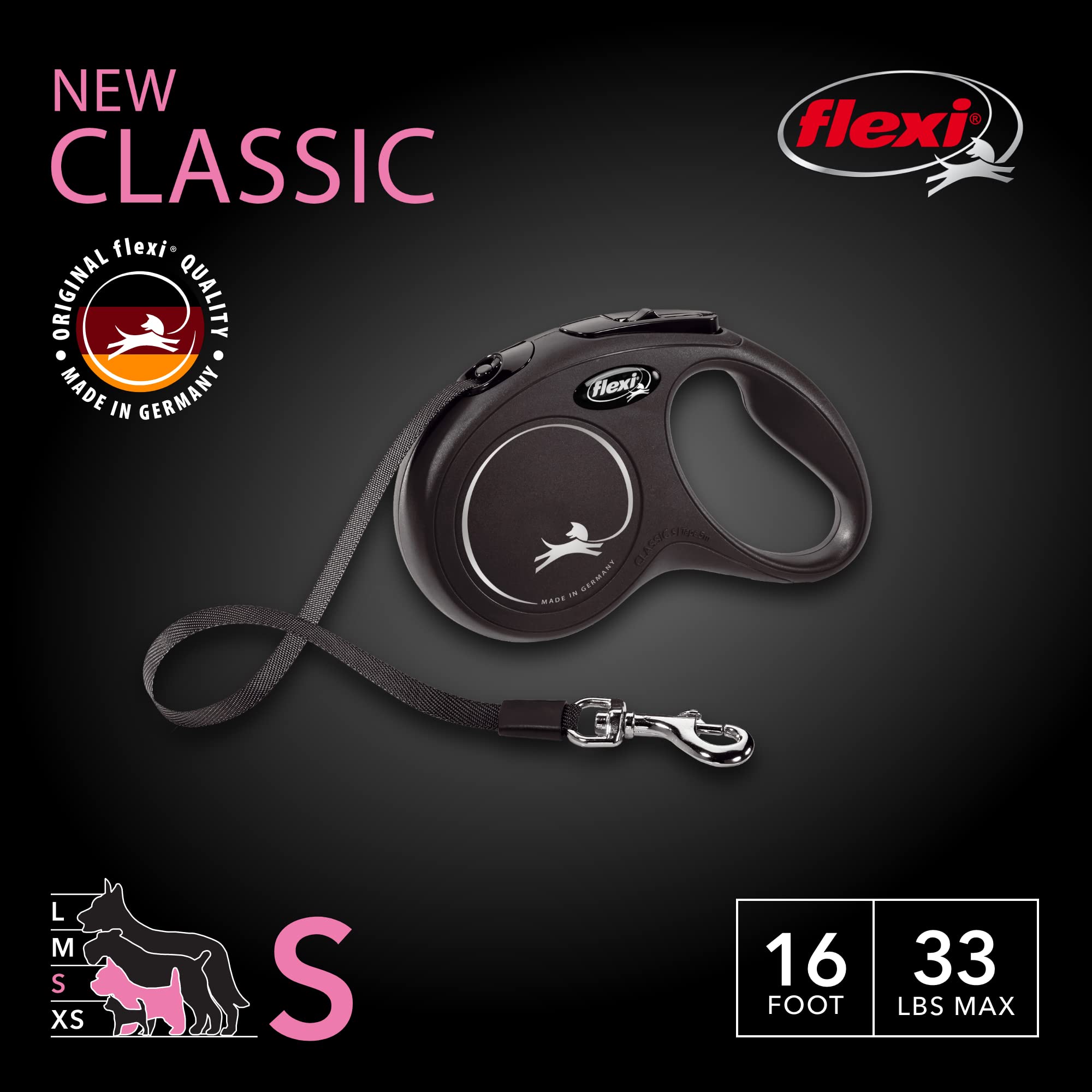 FLEXI pause and lock leash enables easy one-handed use.