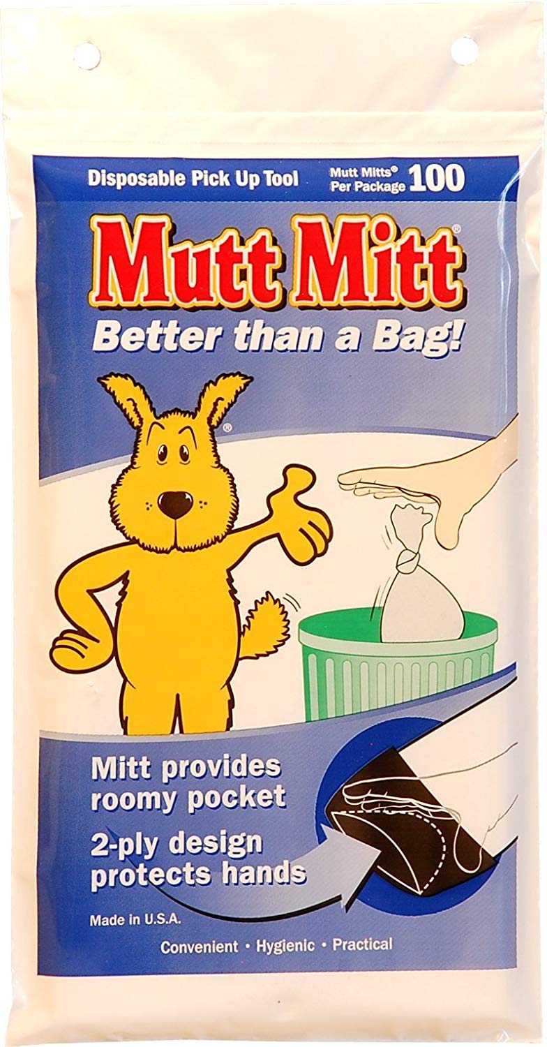 FLEXI Mutt Mitt packaging header card for easy hanging and quick bag access.