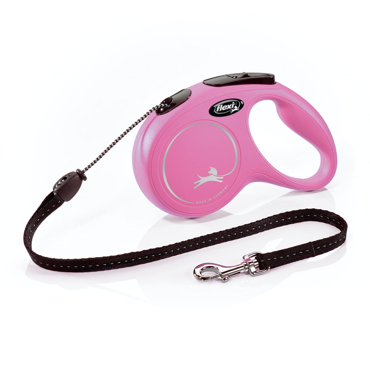 FLEXI New Classic cord leash pink handle for comfortable daily walks.