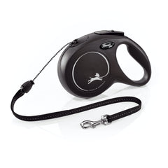 FLEXI New Classic leash black, 26 ft reach for medium dogs up to 44 lbs.