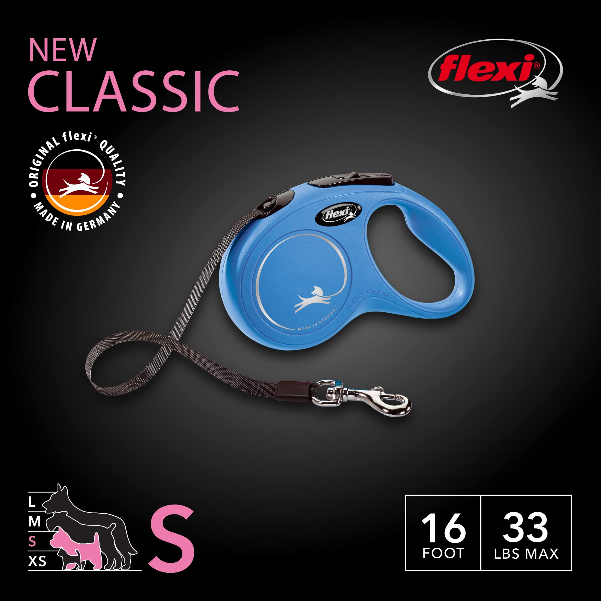 FLEXI New Classic tape leash ergonomic handle provides a comfortable grip during daily walks.