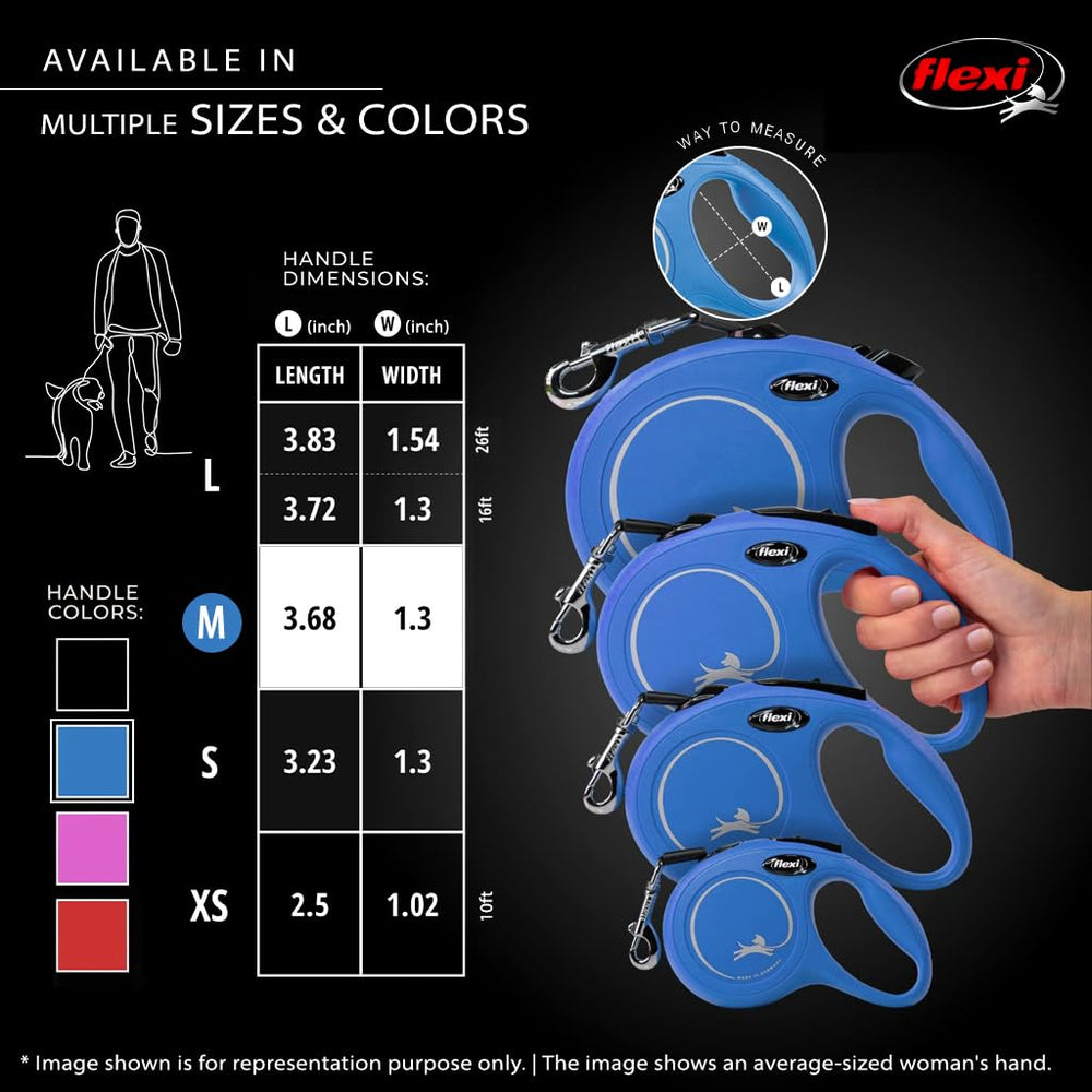 Flexi New Classic Tape Leash blue rapid grip for secure control.