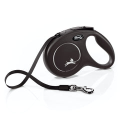 Flexi New Classic tape leash in use demonstrates smooth extension for comfortable walks.