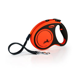 Flexi New Classic orange front view leash showing smooth retractable control for daily walks.