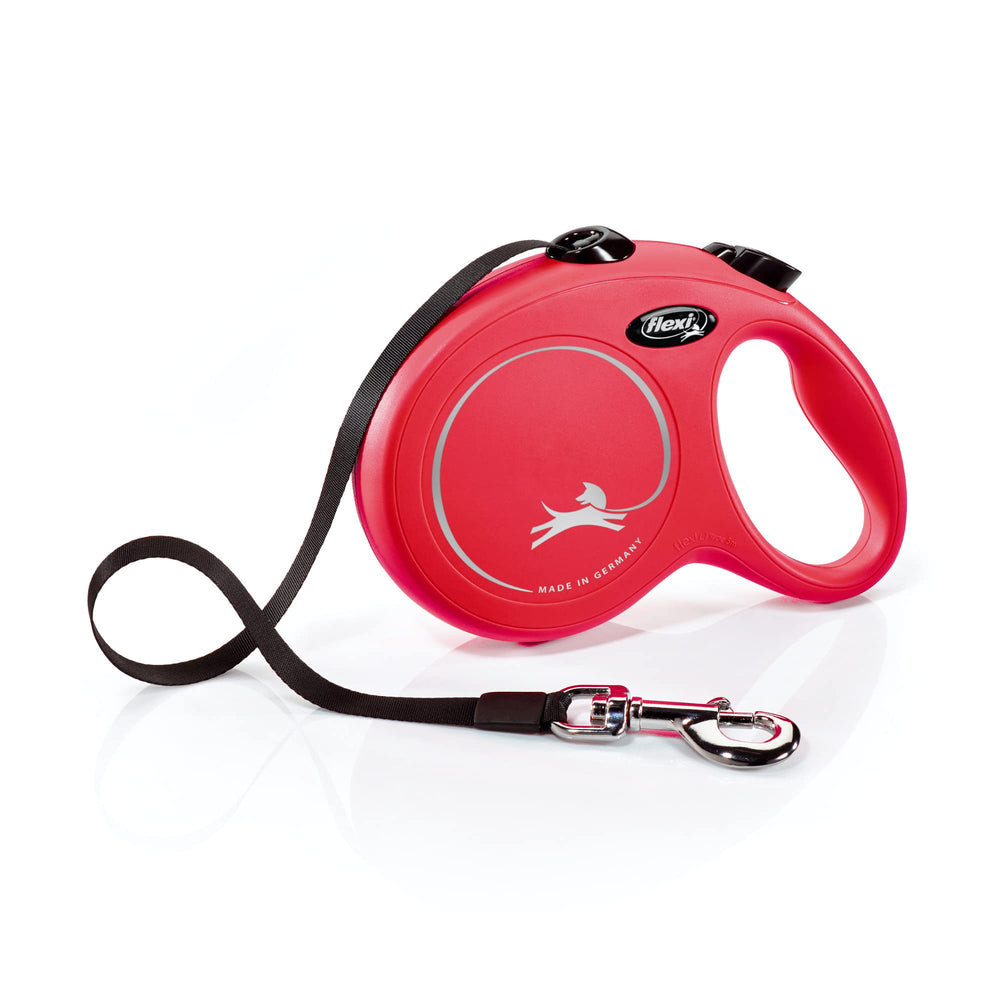 FLEXI New Classic red leash front view showing premium German craftsmanship for safe walks