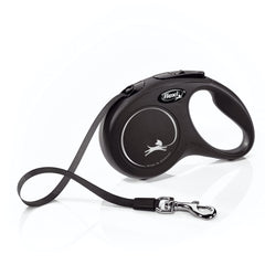 FLEXI New Classic small-dog leash, 16 ft, black, controlled walks.