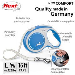 FLEXI New Comfort 16 ft reach supports flexible movement during outdoor strolls.