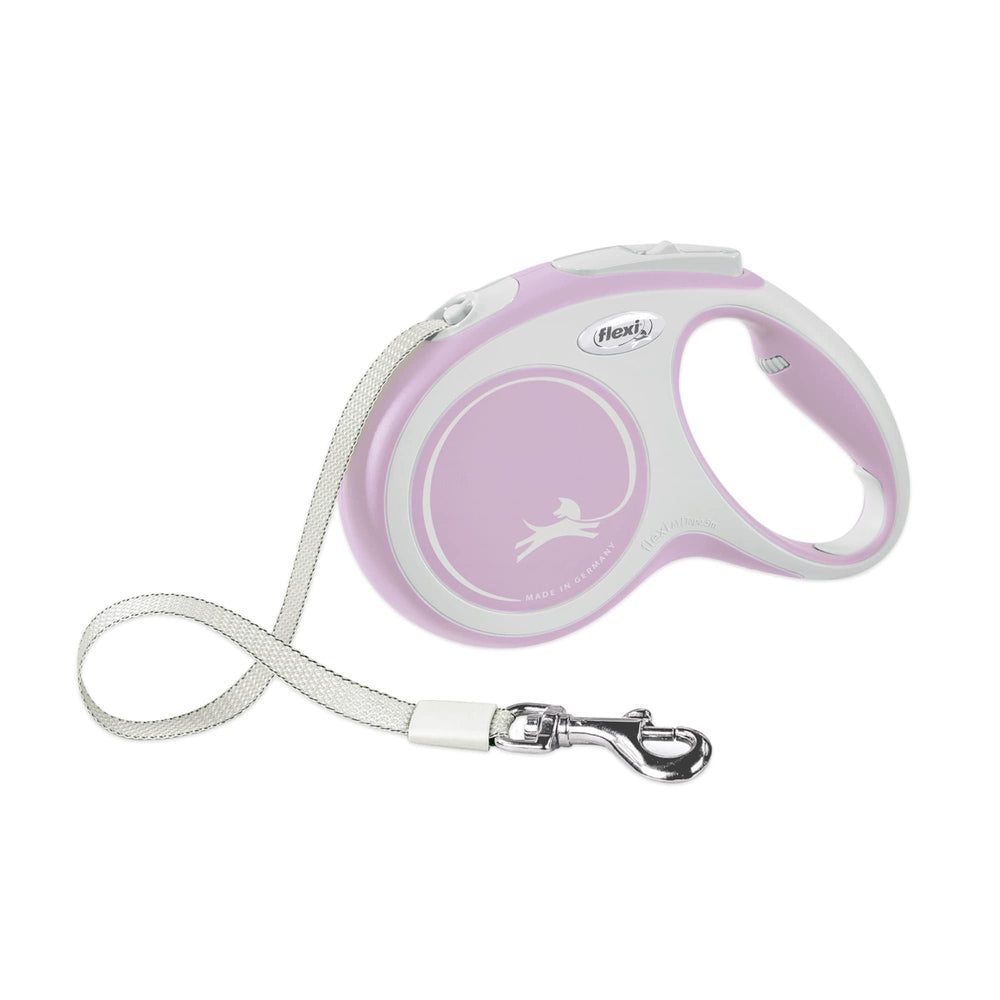FLEXI New Comfort pink leash for small dogs up to 26 lbs during daily walks.